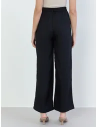 Women Black Wide Leg Trousers - 4