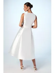 Bow Detail Full Skirt Midi Dress - 2