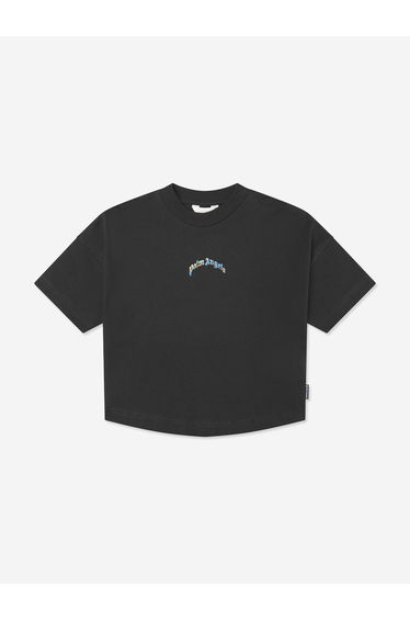 Palm Angels Boys Curved Logo Jersey T-Shirt in Black