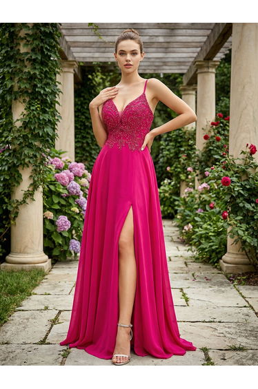 Leely Women's Elegant Spaghetti Straps Sleeveless Prom Dress