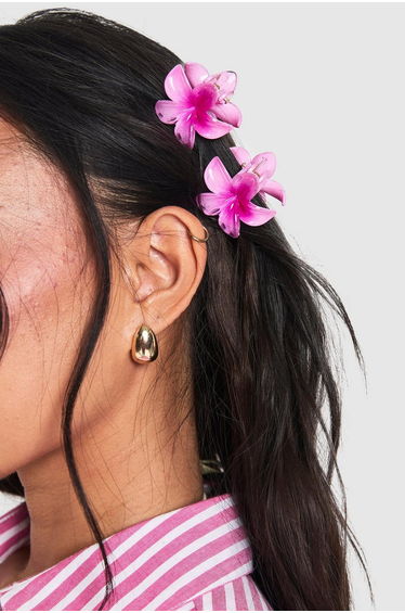 Small Flower Hair Clips 2 Pack - baby pink