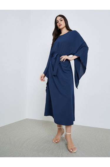 Women Navy Blue A-Line Maxi Jalabiya