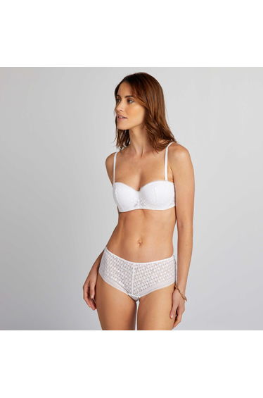 Sheer lace boy shorts white