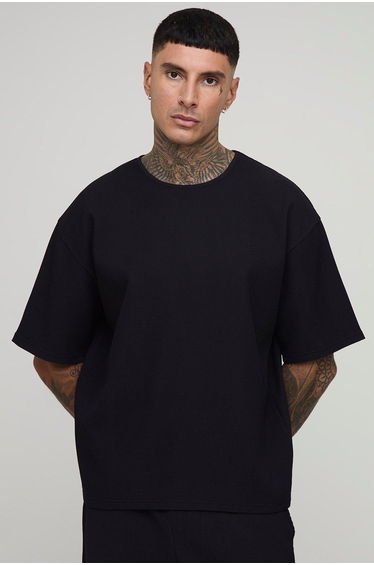 Tall Pleated Oversized Boxy T-Shirt - black