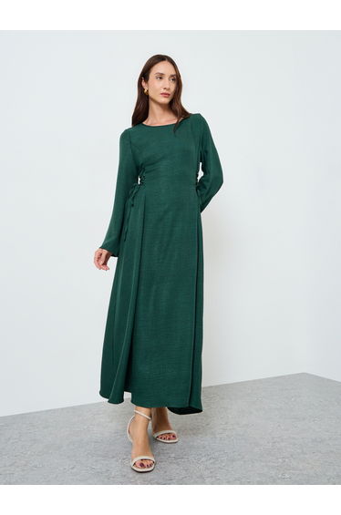 Women Maxi Dress with Side Tie-Up Waist