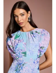 فستان ميدي شيفون بأكمام كاب بطبعة أزهار - 3