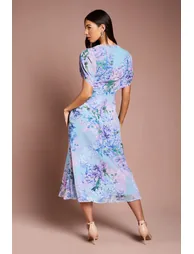 فستان ميدي شيفون بأكمام كاب بطبعة أزهار - 2