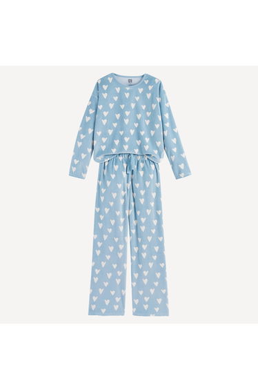 Velour Pyjamas with Heart Print