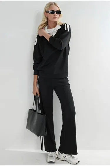 Modal Touch Zipper Collar Wide Leg Two-Piece Co-Ord Set Bersan Collection