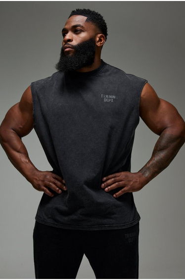 Man Active Training Dept. Oversized Washed Tank - black