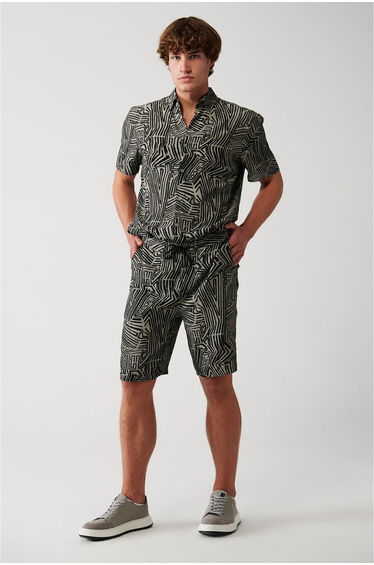 Men's Mink 100% Viscose Shorts with Side Pockets, Tie Waist, Written Relaxed Fit, casual cut