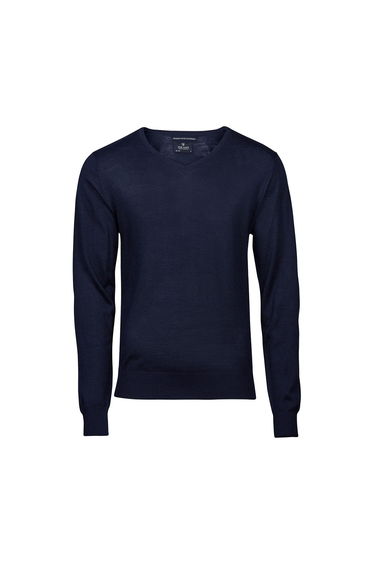 Tee Jays Mens Merino Blend V Neck Jumper - Navy