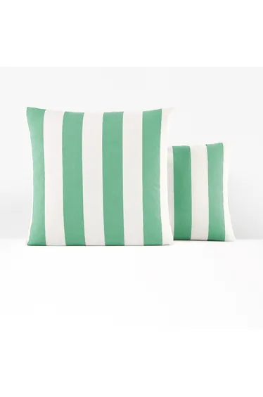 Hendaye Green Striped 100% Cotton Pillowcase