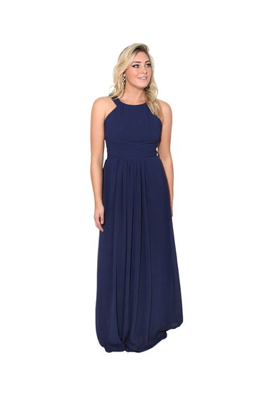 Pleated Front Chiffon Maxi Dress