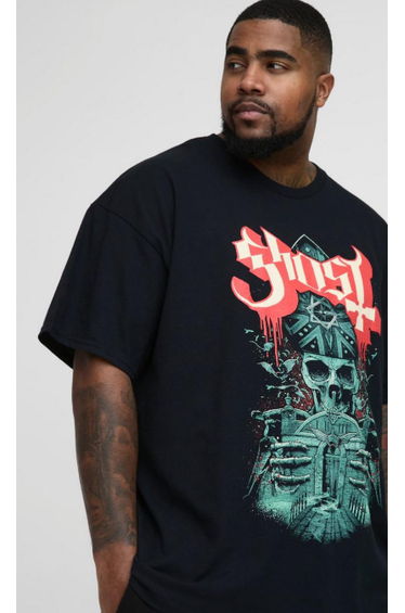 Plus Ghost License Print T-Shirt - black