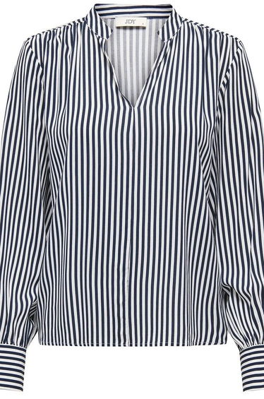 Striped Draping V-Neck Blouse