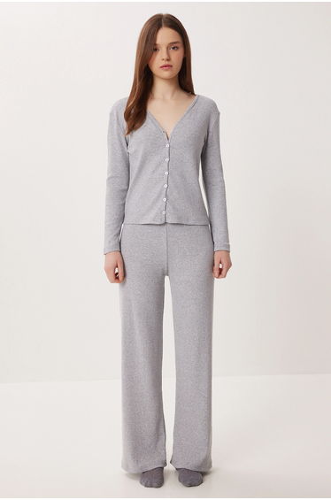 ISTANBUL Mid-Waist Wide-Leg Knit Lounge Bottoms
