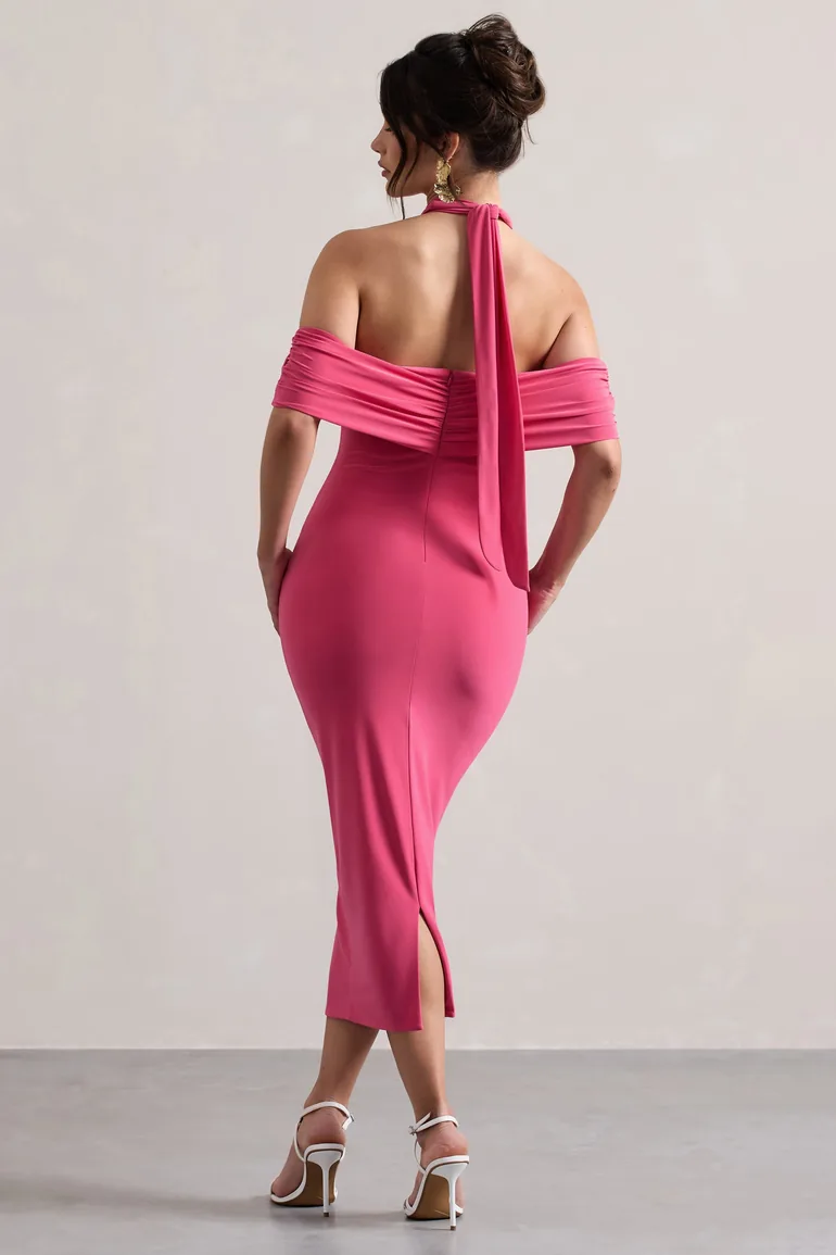 Shop Connect | Coral Bodycon Halter-Neck Midi Dress With Cut-Out Online in  Jordan