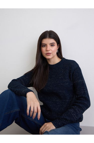 Navy Blue Regular Fit Sweater