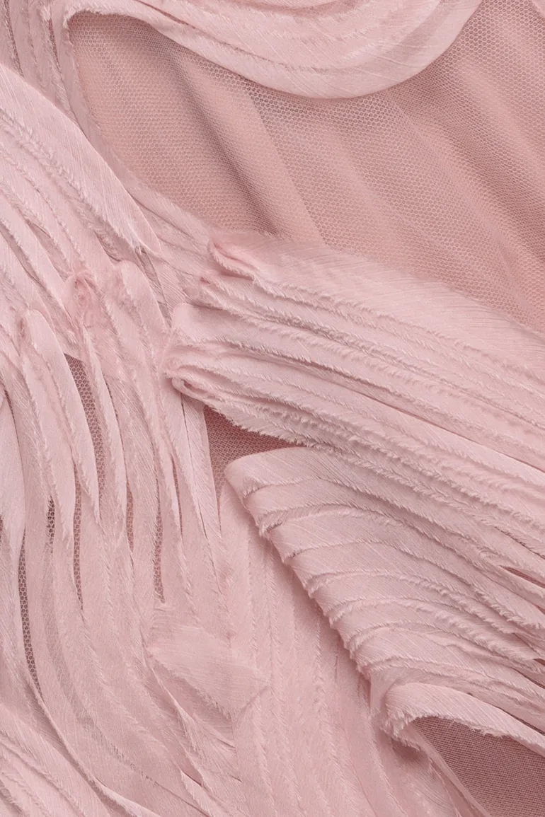 Goddiva Scuba & Textured Chiffon A Line Midi Dress - Blush Pink - 4