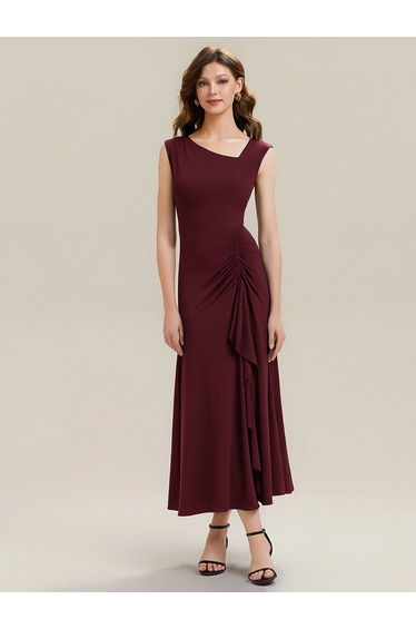 ever NORA|Ruffled Knit Cap Sleeve High Stretch Evening Dress