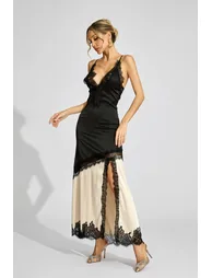 Dolly Black Beige Contrast Lace Dress - 4