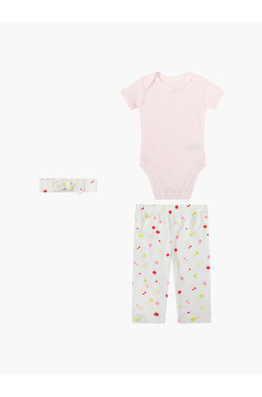 3-Piece Baby Outfit Ribbed Bodysuit, Pants and Headband Set