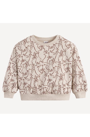 Bear Print Sweatshirt with Crew Neck