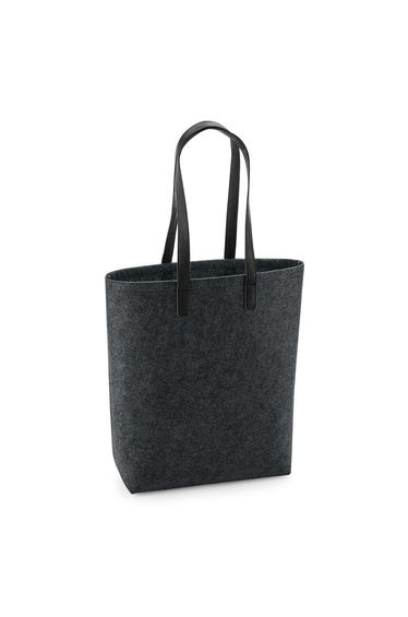 Bagbase Adults Unisex Premium Felt Tote - Charcoal Melange/Black