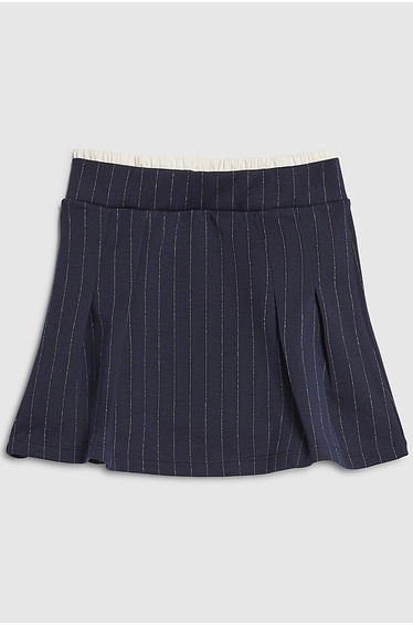 Girls Navy Pinstripe Pleated Skirt