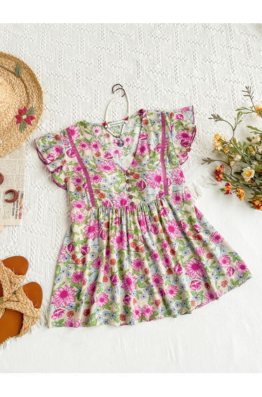 Floral Print V Neck Top