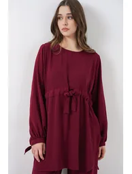 BDART Crew Neck Tie Detail Tunic and Wide Leg Pants Set - 1