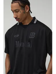 تيشيرت ميش فارسيتي مخطط بتصميم واسع عريض بياقة V - أسود - 2