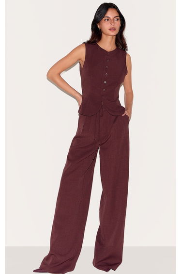 Wine Tailored Woven Waistcoat