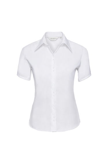 Russell Collection Ladies/Womens Short Sleeve Ultimate Non-Iron Shirt - White