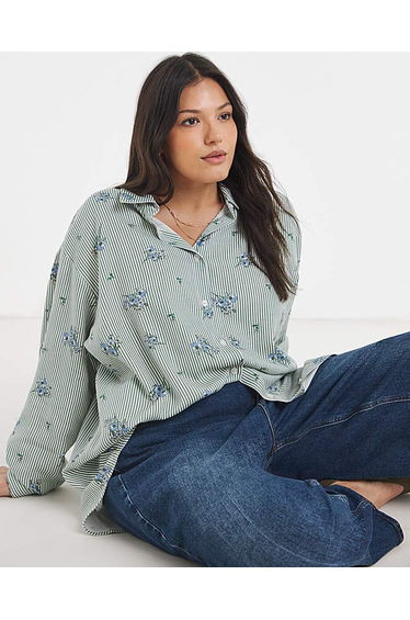 Stripe Linen Mix Boxy Shirt