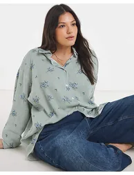 Stripe Linen Mix Boxy Shirt