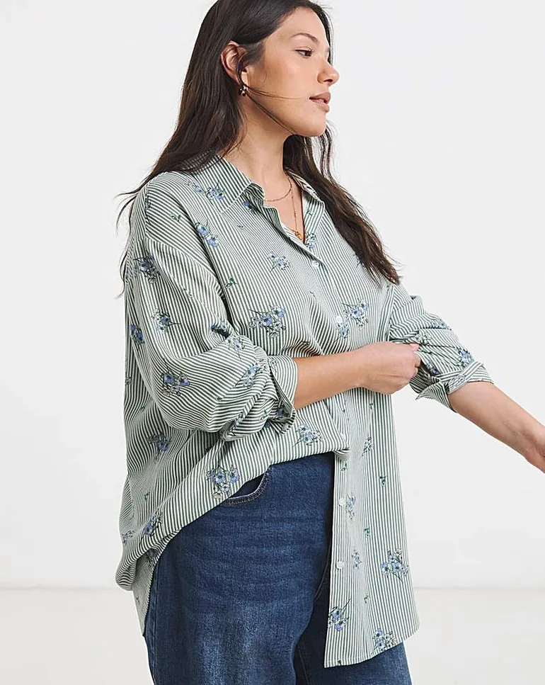 Stripe Linen Mix Boxy Shirt - 1