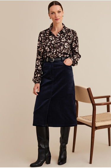 Corduroy Full Midi Skirt