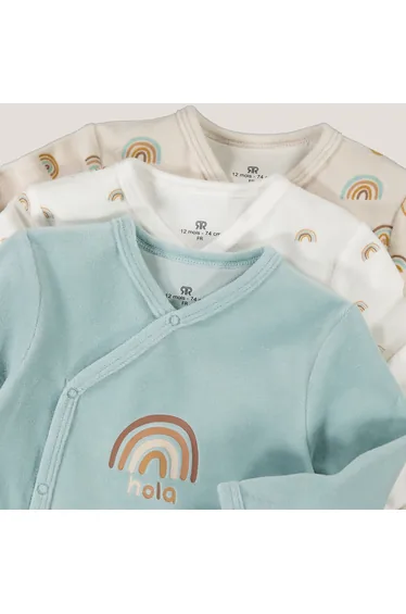 Pack of 3 Rainbow Sleepsuits in Velour