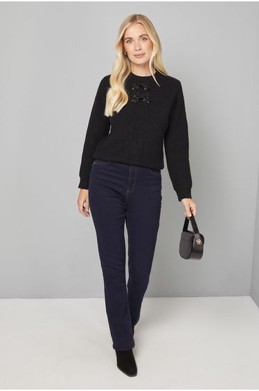 Petite Embellished Bow Detail Jumper