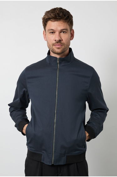 Navy Funnel Neck Bomber Jacket