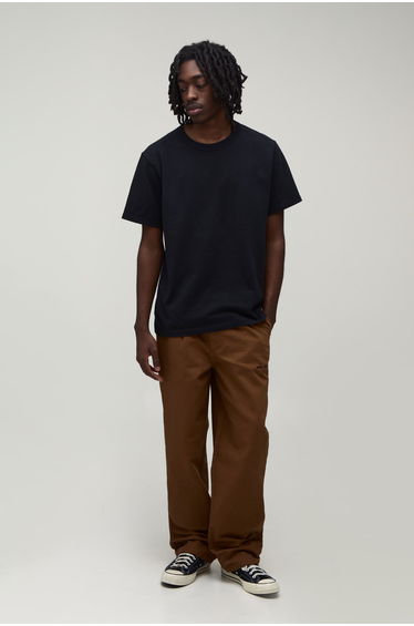 Relaxed Fit Half and Half Cargo Embroidered Trousers - tobacco