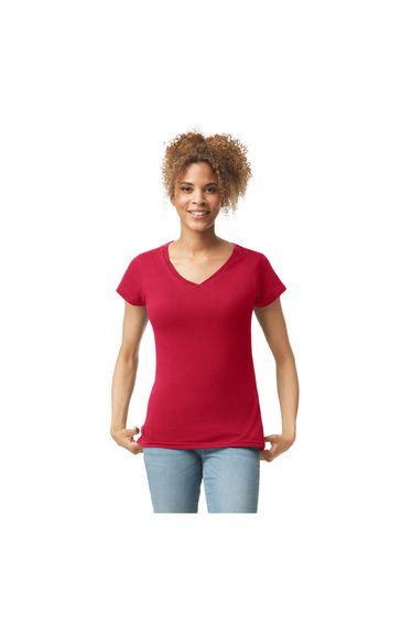 Gildan Womens/Ladies Soft V Neck T-Shirt - Cherry Red
