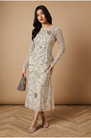 Hand Embellished Long Sleeve Dress