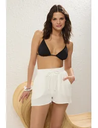 Ecru Muslin Beach Shorts - 8