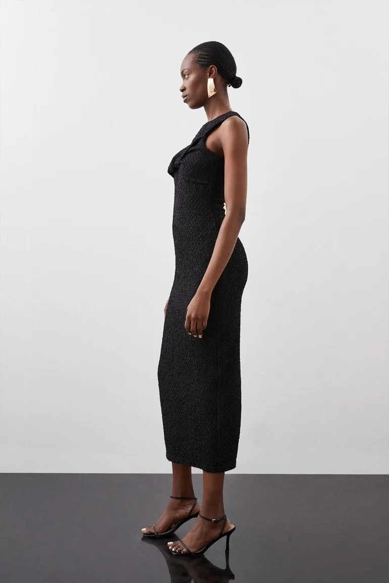Crinkle Jersey Sleeveless Midi Dress - 2
