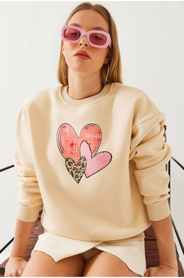Women's Heart Printed Sweatshirt