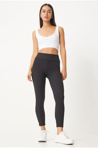 Women's Black High Waist Corduroy Knitted Knit Leggings