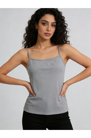 Grey Solid Strappy Cami Top